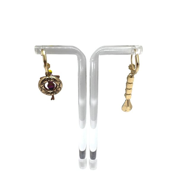 Betsey Johnson Pool Party Mismatched Dangle Earrings Blue Crystal Swimmer Charm - Picture 4 of 10